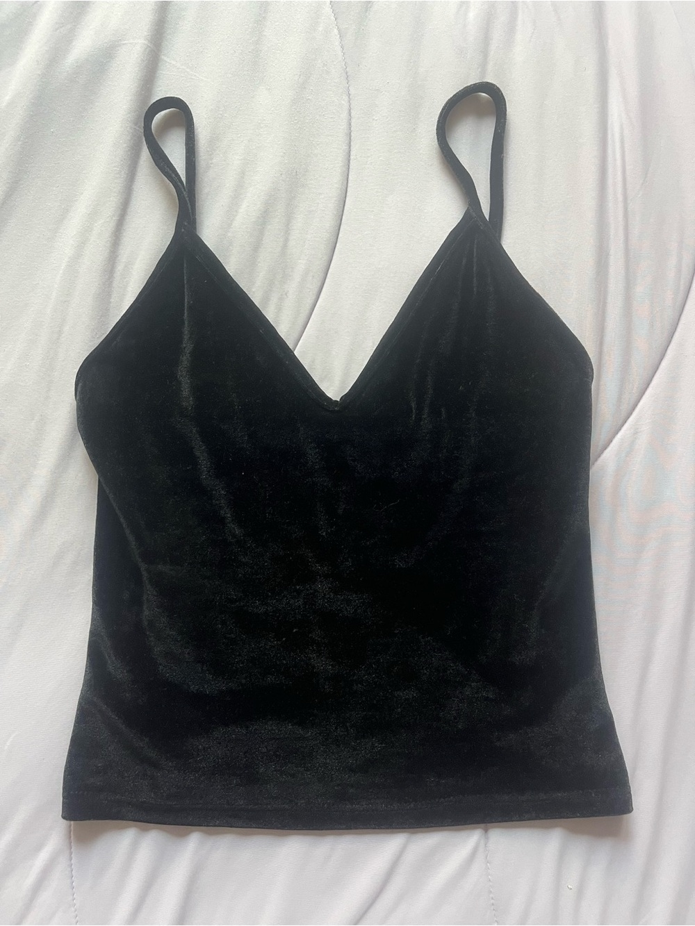 Brandy Melville Black Velvet V-Neck Cami